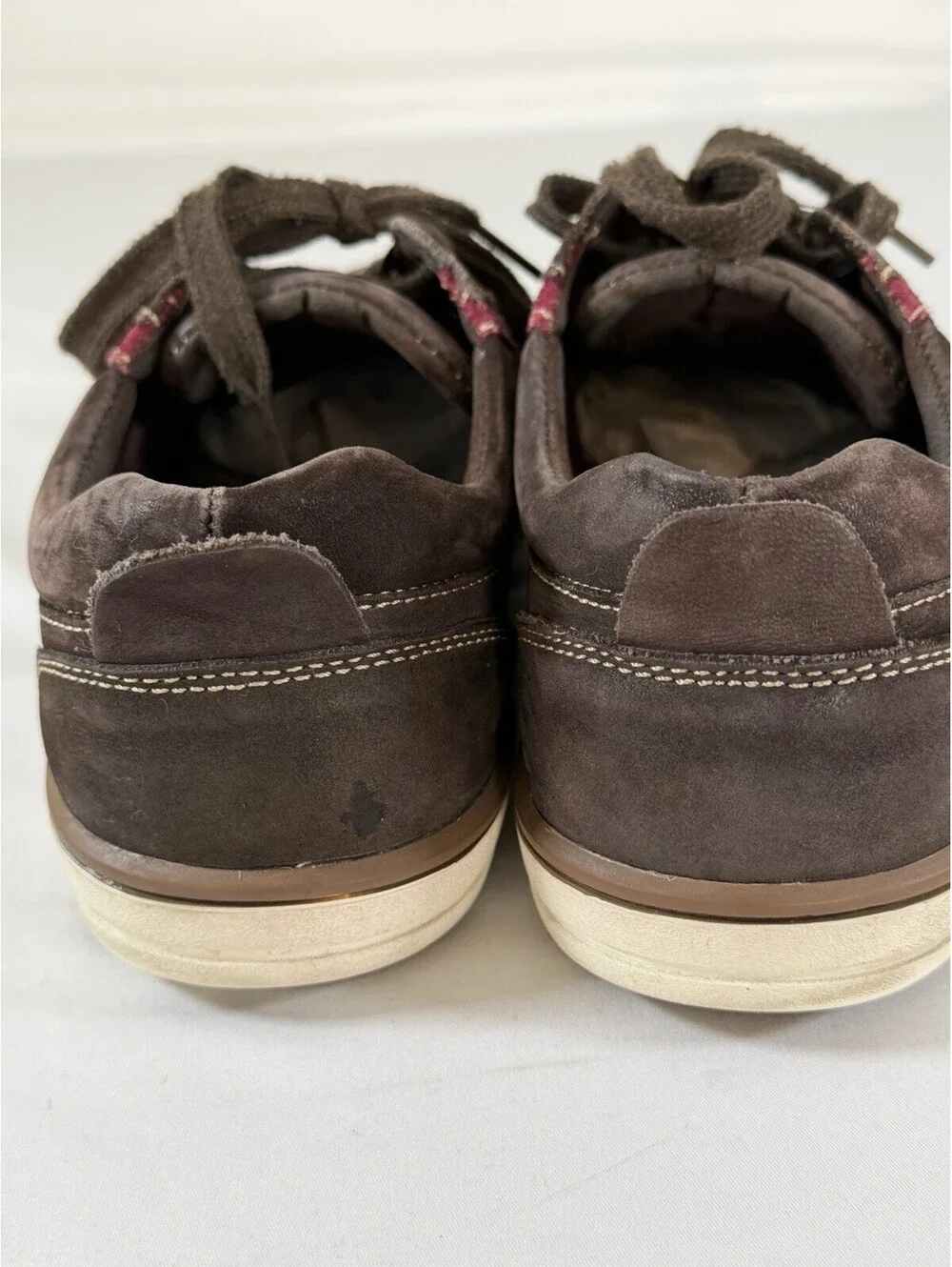 Pierre Cardin Brown Leather Sneakers with Red Accent 9.5